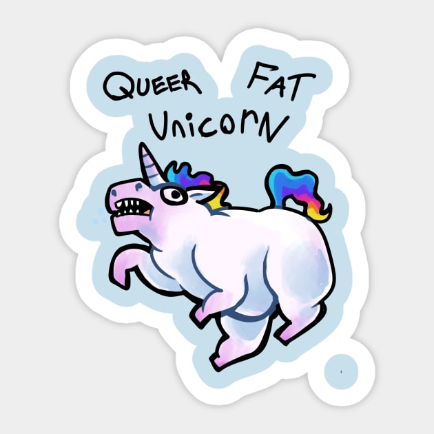 Queer fat unicorn Sticker by Jugglingdino